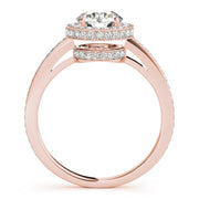 18K Rose Gold 1 1/2 ct tw Halo Diamond Engagement Ring