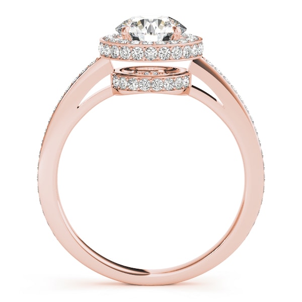 18K Rose Gold 1 1/2 ct tw Halo Diamond Engagement Ring
