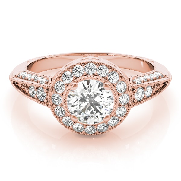 14K Rose Gold 7/8 ct tw Halo Diamond Engagement Ring
