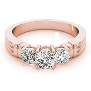 18K Rose Gold 1 ct tw Three Stone Diamond Engagement Ring