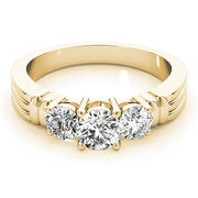 18K Yellow Gold 1 ct tw Three Stone Diamond Engagement Ring