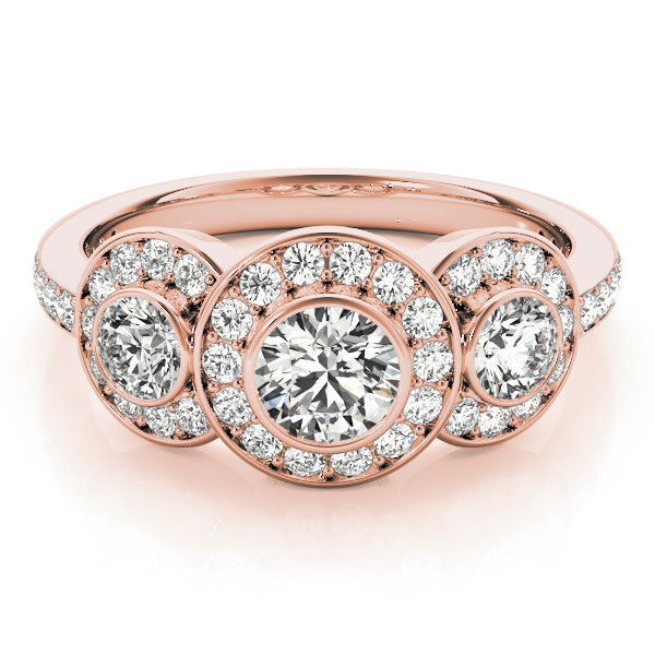 14K Rose Gold 1 3/4 ct tw Three Stone Diamond Engagement Ring