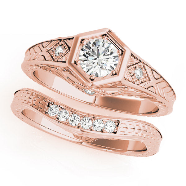 14K Rose Gold 3/8 ct tw Vintage Diamond Engagement Ring