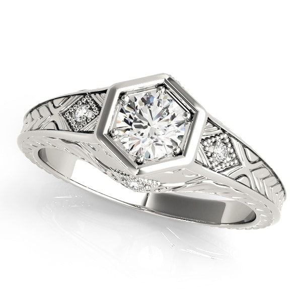 14K White Gold 3/8 ct tw Vintage Diamond Engagement Ring