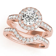 18K Rose Gold 1 3/8 ct tw Halo Diamond Engagement Ring