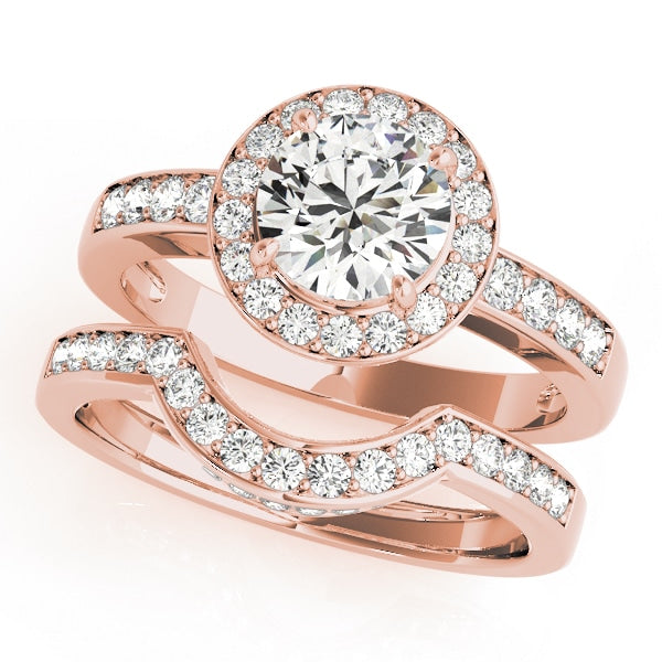 14K Rose Gold 1 3/8 ct tw Halo Diamond Engagement Ring