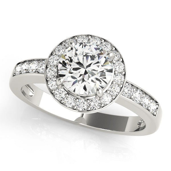14K White Gold 1 3/8 ct tw Halo Diamond Engagement Ring