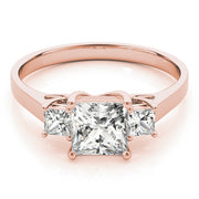 14K Rose Gold 1 ct tw Three Stone Diamond Engagement Ring