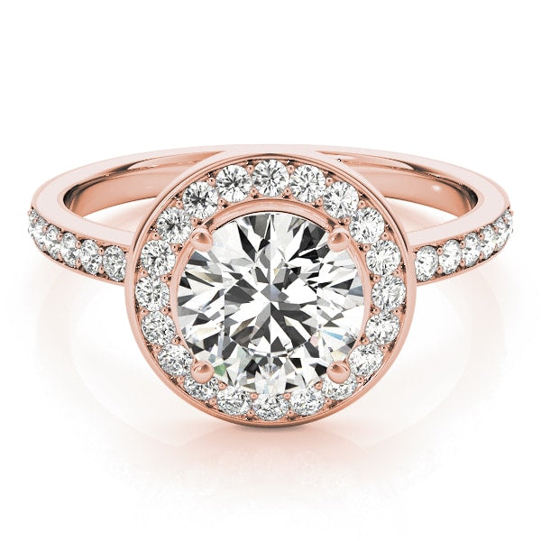 18K Rose Gold 1 5/8 ct tw Halo Diamond Engagement Ring
