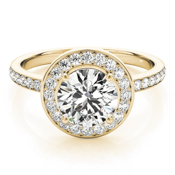 18K Yellow Gold 1 5/8 ct tw Halo Diamond Engagement Ring