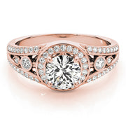 18K Rose Gold 1 ct tw Halo Diamond Engagement Ring