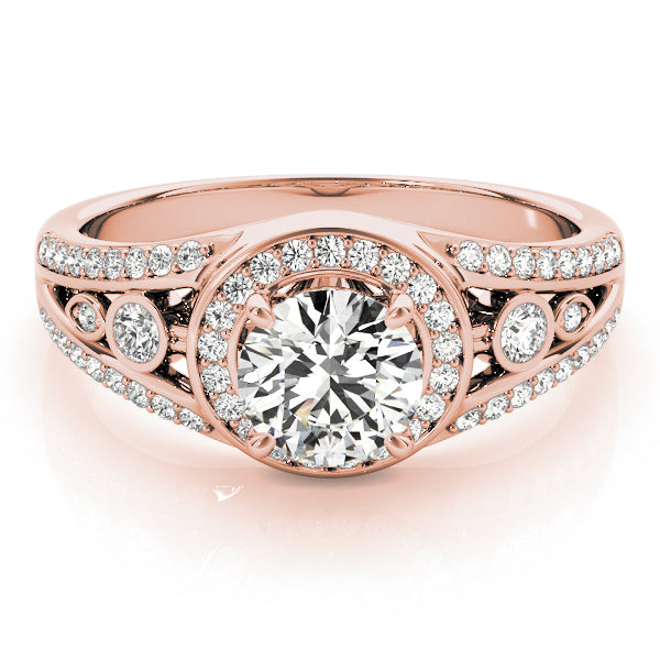 18K Rose Gold 1 ct tw Halo Diamond Engagement Ring