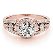 14K Rose Gold 1 ct tw Halo Diamond Engagement Ring