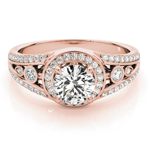 14K Rose Gold 1 ct tw Halo Diamond Engagement Ring