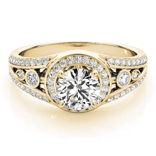14K Yellow Gold 1 ct tw Halo Diamond Engagement Ring
