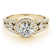 14K Yellow Gold 1 ct tw Halo Diamond Engagement Ring