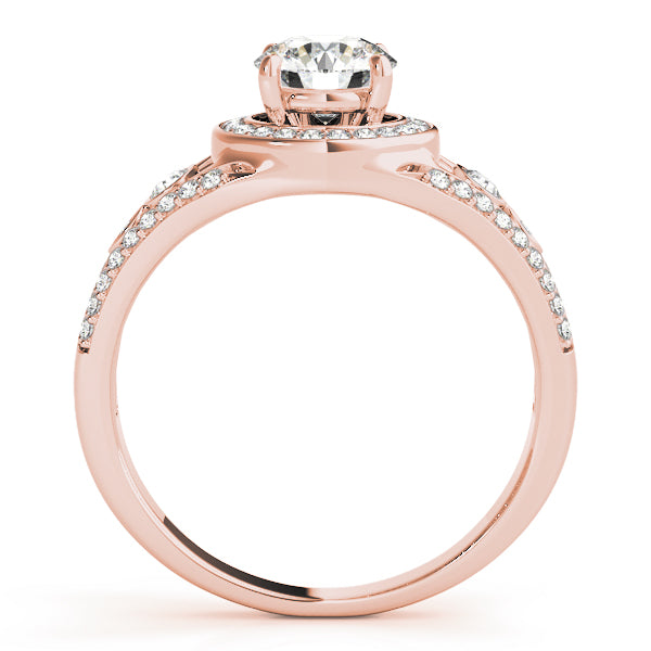 14K Rose Gold 1 ct tw Halo Diamond Engagement Ring