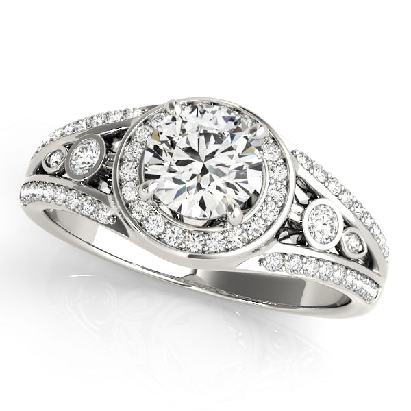 14K White Gold 1 ct tw Halo Diamond Engagement Ring
