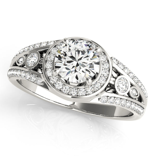14K White Gold 1 ct tw Halo Diamond Engagement Ring