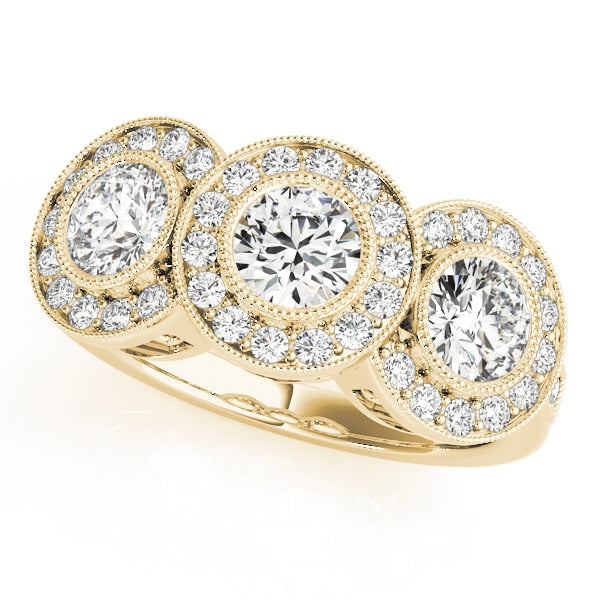 14K Yellow Gold 1 3/8 ct tw Three Stone Diamond Engagement Ring