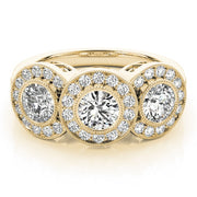 14K Yellow Gold 1 3/8 ct tw Three Stone Diamond Engagement Ring