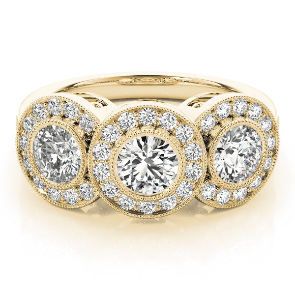14K Yellow Gold 1 3/8 ct tw Three Stone Diamond Engagement Ring