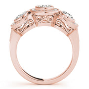 14K Rose Gold 1 3/8 ct tw Three Stone Diamond Engagement Ring