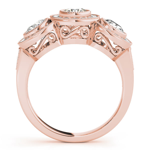 14K Rose Gold 1 3/8 ct tw Three Stone Diamond Engagement Ring
