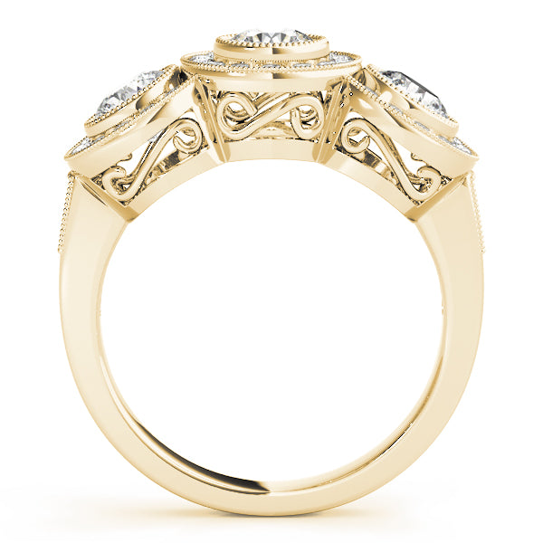 18K Yellow Gold 1 3/8 ct tw Three Stone Diamond Engagement Ring