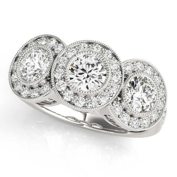 14K White Gold 1 3/8 ct tw Three Stone Diamond Engagement Ring