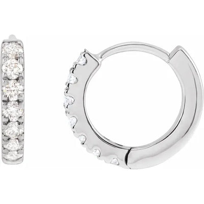 14K White 1/5 CTW Lab-Grown Diamond Hoop Earrings