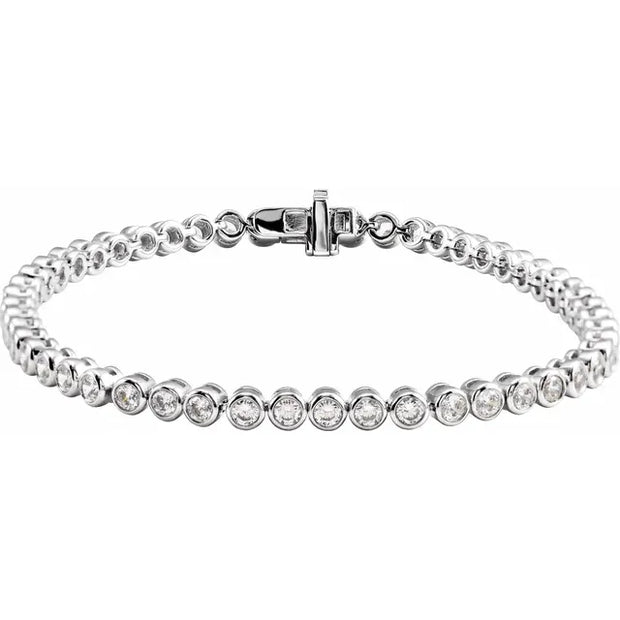 14K White 3 1/2 CTW Lab-Grown Diamond Bezel-Set Bracelet