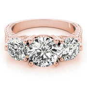 18K Rose Gold 2 7/8 ct tw Three Stone Diamond Engagement Ring