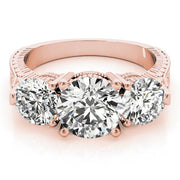 14K Rose Gold 2 7/8 ct tw Three Stone Diamond Engagement Ring