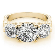 18K Yellow Gold 2 7/8 ct tw Three Stone Diamond Engagement Ring