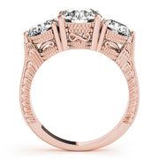 14K Rose Gold 2 7/8 ct tw Three Stone Diamond Engagement Ring