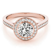 18K Rose Gold 1 1/4 ct tw Halo Diamond Engagement Ring