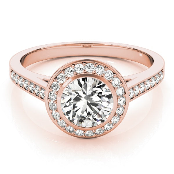 18K Rose Gold 1 1/4 ct tw Halo Diamond Engagement Ring
