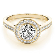 18K Yellow Gold 1 1/4 ct tw Halo Diamond Engagement Ring