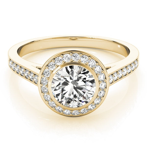 18K Yellow Gold 1 1/4 ct tw Halo Diamond Engagement Ring