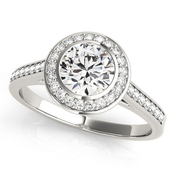 18K White Gold 1 1/4 ct tw Halo Diamond Engagement Ring