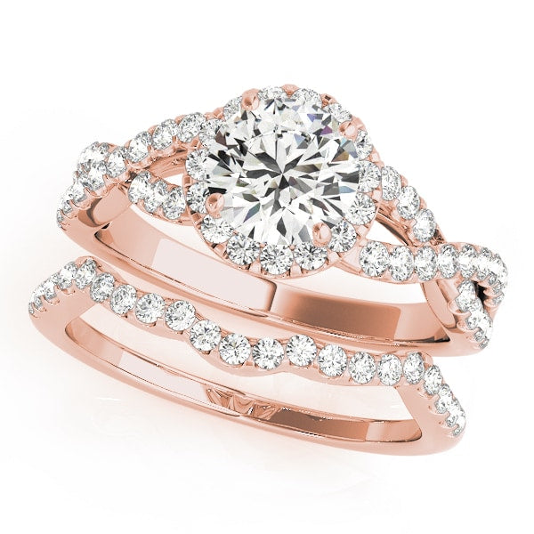 14K Rose Gold 1 1/2 ct tw Halo Diamond Engagement Ring