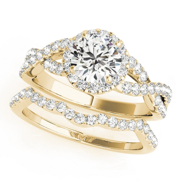 14K Yellow Gold 1 1/2 ct tw Halo Diamond Engagement Ring