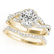 14K Yellow Gold 1 1/2 ct tw Halo Diamond Engagement Ring