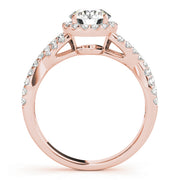 18K Rose Gold 1 1/2 ct tw Halo Diamond Engagement Ring