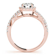 18K Rose Gold 1 1/2 ct tw Halo Diamond Engagement Ring