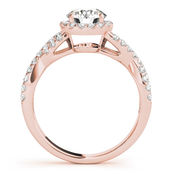 18K Rose Gold 1 1/2 ct tw Halo Diamond Engagement Ring