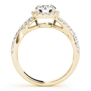 14K Yellow Gold 1 1/2 ct tw Halo Diamond Engagement Ring