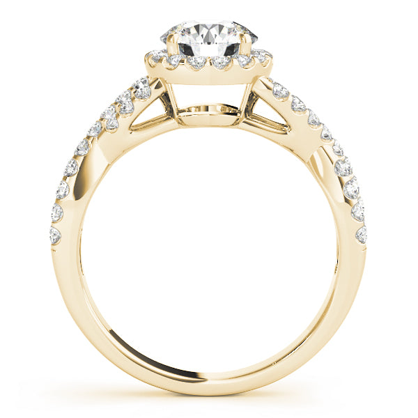14K Yellow Gold 1 1/2 ct tw Halo Diamond Engagement Ring