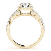 14K Yellow Gold 1 1/2 ct tw Halo Diamond Engagement Ring